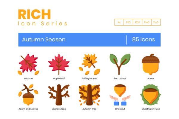85 个秋季矢量图标 Autumn Season Icons