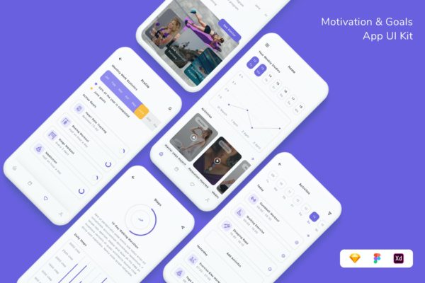 健身目标计划App UI界面设计套件 Motivation & Goals App UI Kit