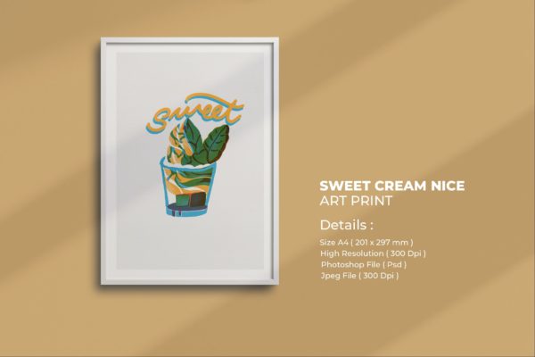 甜品冰淇淋艺术手绘插画 Sweet Ice Cream