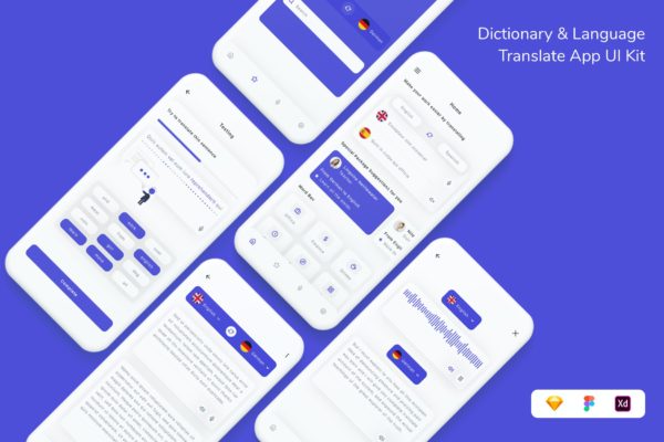 字典&语言翻译App UI界面设计套件 Dictionary & Language Translate App UI Kit