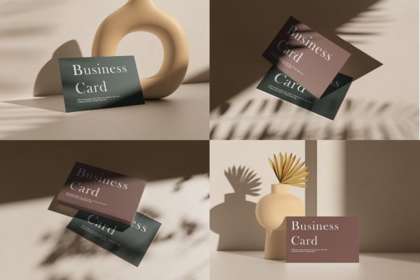 阴影场景名片样机 Business Card Mockup