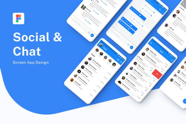 社交&聊天App应用页面设计模板 Social & Chat Mobile App Screen Template