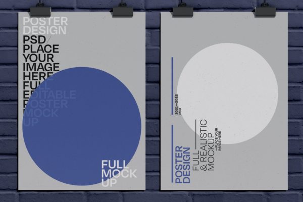 两个吊挂海报作品展示样机 Two Poster Mockup