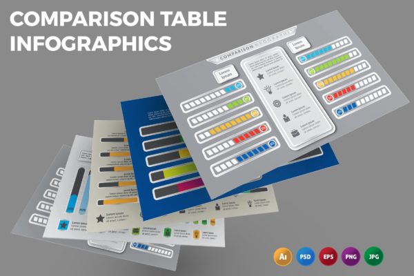 比较图形主题信息图表设计模板 Comparison Table – Infographics Design