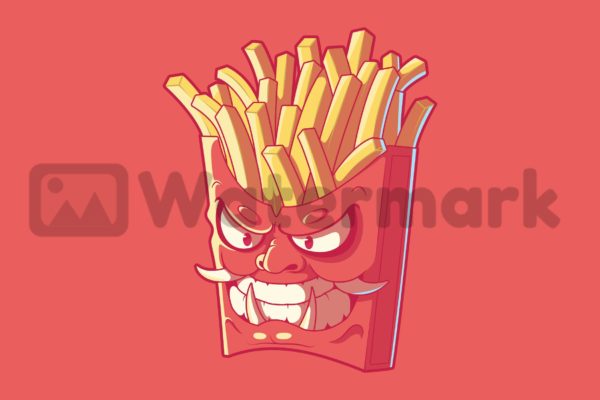 武士薯条角色矢量插画素材 Samurai Chips
