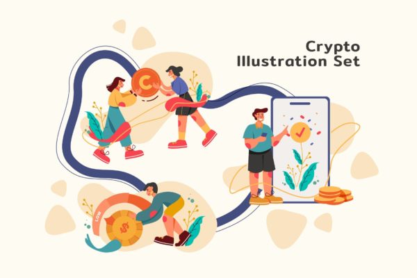 加密货币交易主题矢量插画 Crypto Illustration