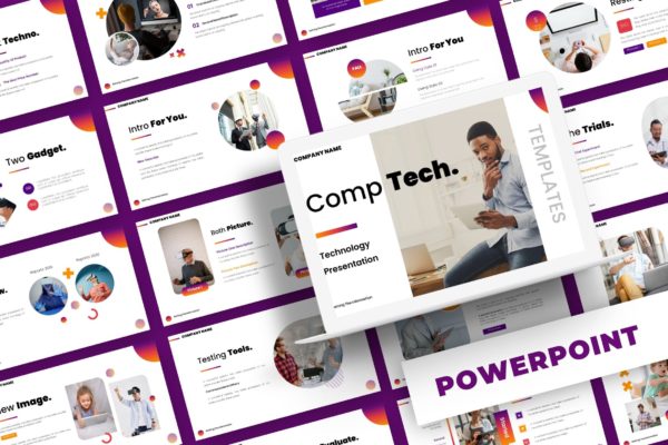 VR科技应用推广PPT模板下载 Comp Tech – Powerpoint Template