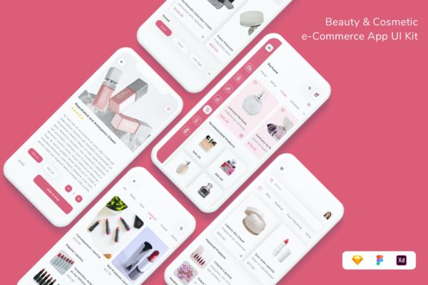 美容化妆品App UI界面设计套件 Beauty & Cosmetic e-Commerce App UI Kit
