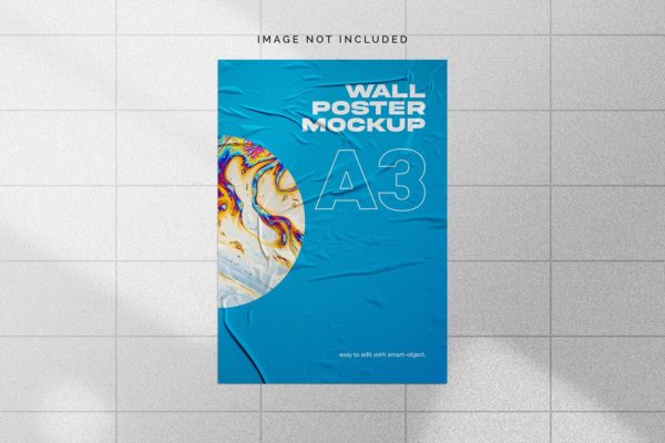 砖墙皱纹海报样机 Wall Poster Mockup