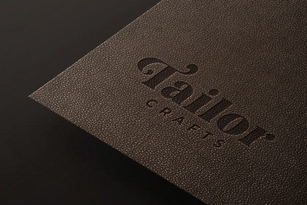 皮革雕刻标志Logo展示样机 Leather Carved Logo Mockup