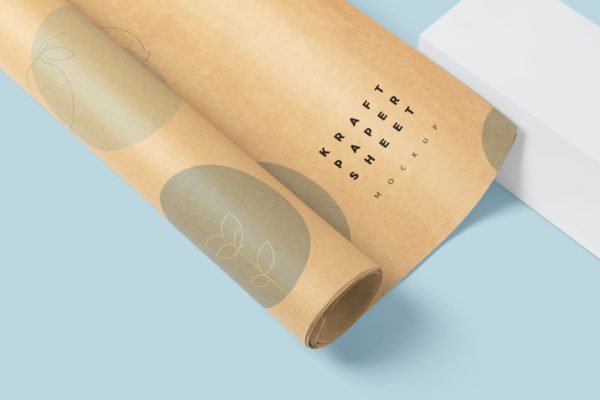 牛皮纸包装纸设计样机 Kraft Paper Wrapping Sheet Mockups