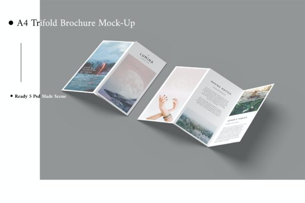 A4三折页广告手册样机v2 A4 Trifold Mockup V.2