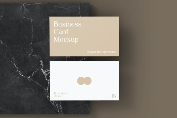 大理石背景经典名片设计演示样机v1 Classic Business Card Mockup