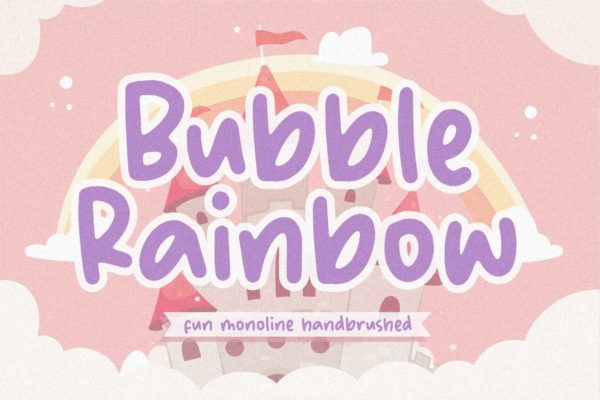 单行手绘泡泡彩虹字体 Bubble Rainbow Font YH