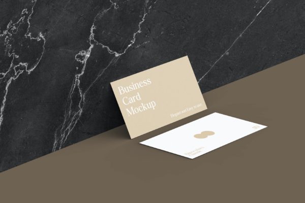 大理石背景经典名片设计演示样机v2 Classic Business Card Mockup