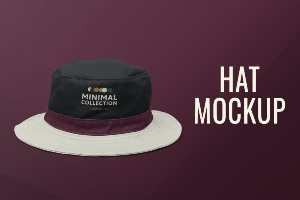 水桶帽服装品牌Logo设计样机 Editable bucket hat mockup psd apparel ad