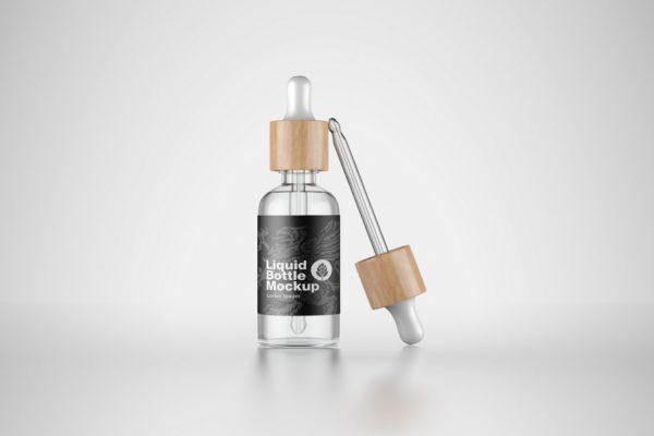 透明玻璃滴管瓶包装设计样机 Clear Glass Dropper Bottle Mockup