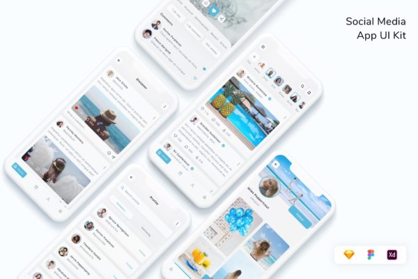 社交网络&媒体App设计UI套件 Social Network & Media App UI Kit