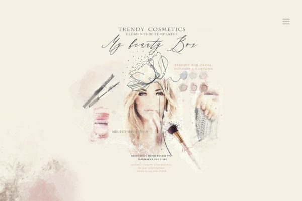 手机界面手绘插画模板 My beauty box