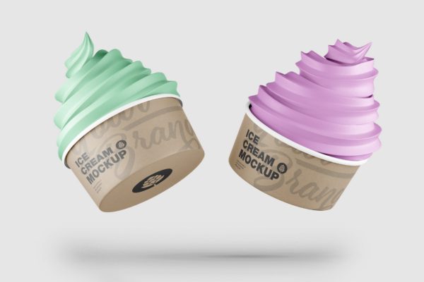 冰淇淋纸杯包装设计样机 Ice Cream Cups Mockup