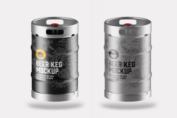 金属啤酒桶包装设计样机 Beer Keg Mockup