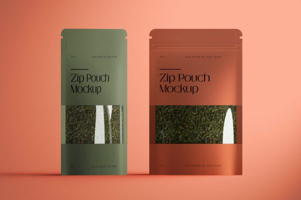 拉链袋茶叶包装设计样机 Zip Pouch Mockup