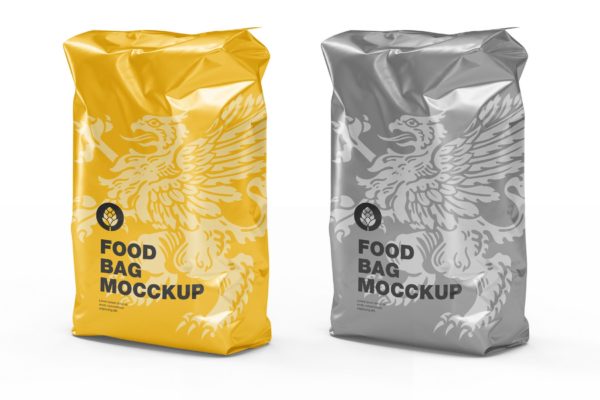 塑料食品袋包装设计前视图样机 Plastic Food  Bag Mockup – Front View