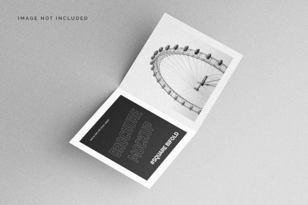 方形双折小册子设计样机模板 Square Bifold Brochure Mockup