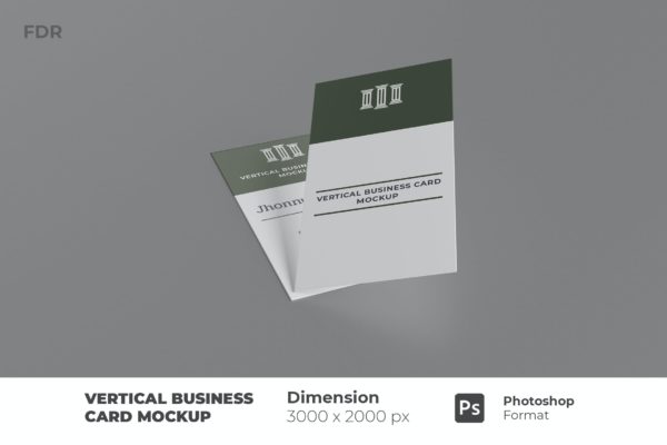 竖版风格名片设计样机 Vertical Business Card Mockup