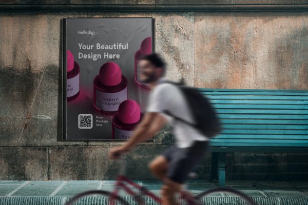 真实场景街道墙体海报展示样机v1 Wall Poster Mockup