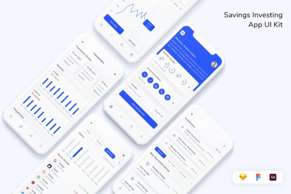 储蓄投资App UI界面设计套件 Savings Investing App UI Kit