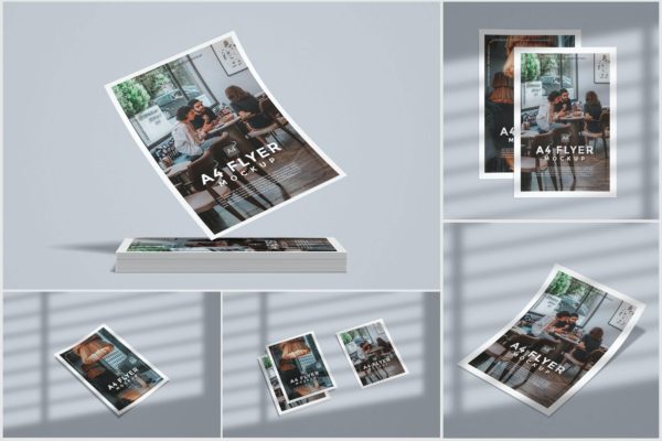 真实阴影效果DL尺寸广告传单设计样机 Flyer Mockup with shadow overlay