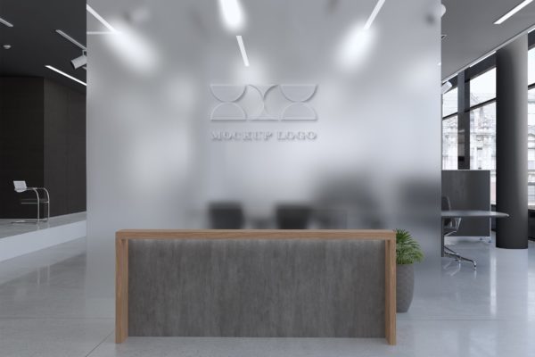 办公室玻璃墙标志Logo展示样机 Office Logo Mockup