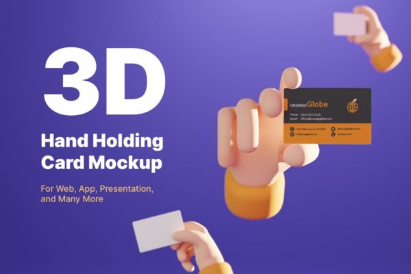 3D手拿卡片样机 3D Hand Holding Card Mockup