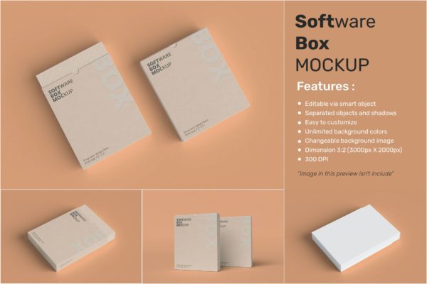 逼真渲染软件盒包装设计样机 Software box mockup realistic rendering