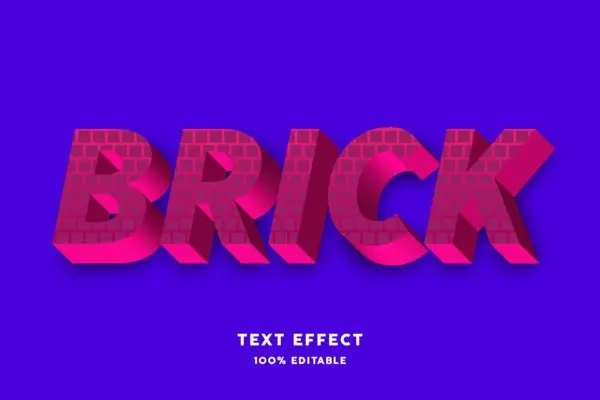 红色粗体砖墙纹理文本样式效果 Red strong bold with brick texture text style
