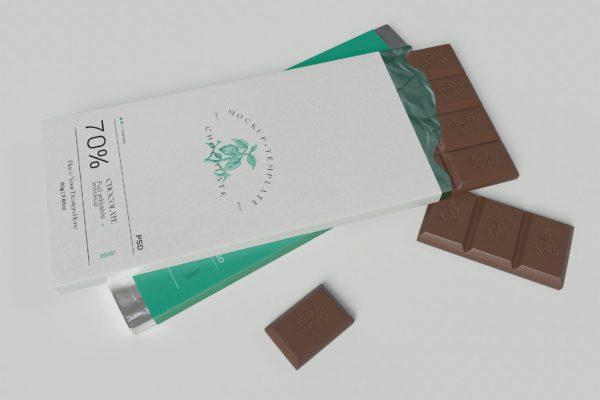 巧克力零食包装设计样机模板v2 Wrapped Chocolate Mockup
