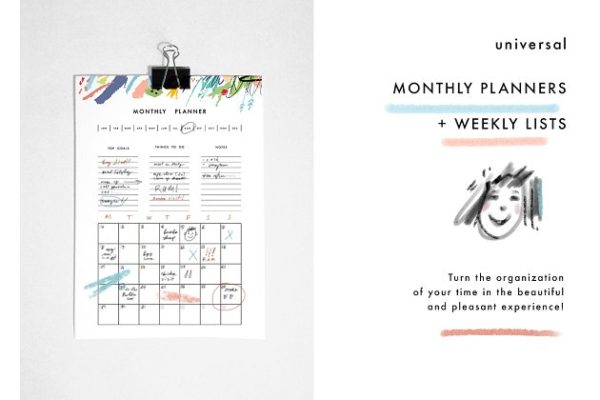 月计划/周计划表格设计模板 Monthly planners & Weekly lists