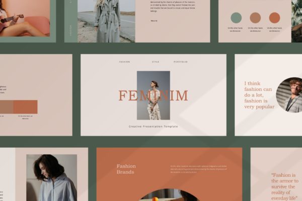 极简设计风格幻灯片模板合集 Feminim Bundle Presentation Template