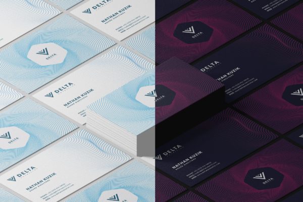 动感波浪线条创意名片设计模板v3 Creative Business Card Vol.3