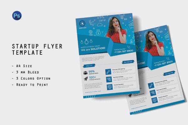 独角兽企业传单设计模板 Startup Flyer Template