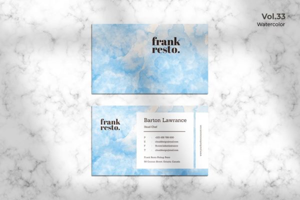 水彩设计风格企业名片设计模板v33 Business Card Watercolor Vol. 33