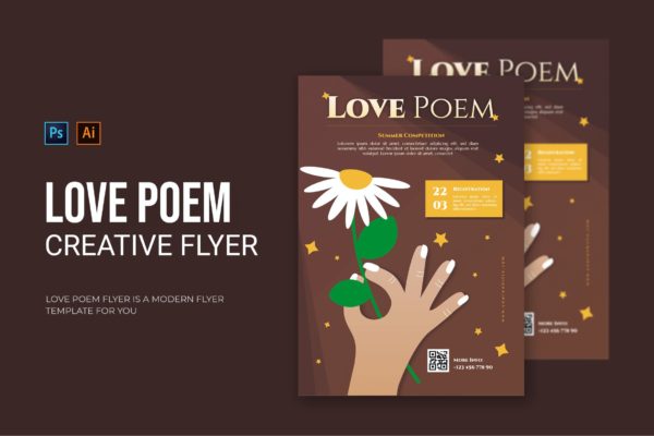 诗歌竞赛传单设计 Love Poem – Flyer