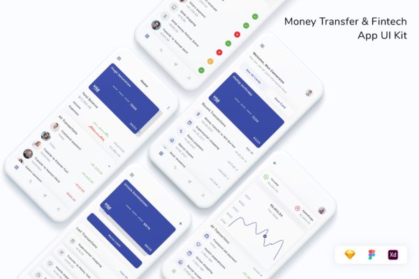 汇款&金融科技App UI界面设计套件 Money Transfer & Fintech App UI Kit