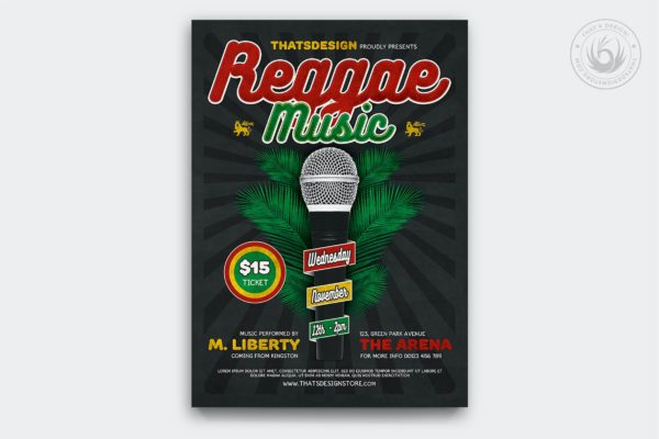 雷鬼音乐宣传单设计模板v3 Reggae Music Flyer Template V3