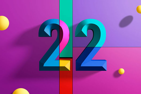 多彩拼接色数字22海报设计韩国素材[psd]