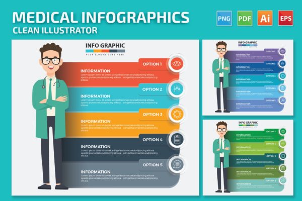 健康医疗信息图表设计素材 Medical Infographics