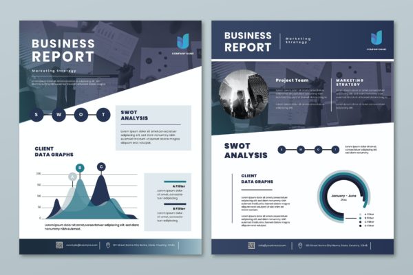 业务报告矢量传单素材 Business report vector flyer editable template