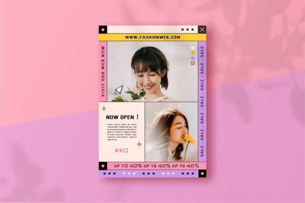 时尚霓虹服装传单素材 Fashion Flyer Neon
