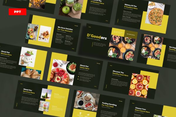 健康食品幻灯片演示PPT模板 D’Gooders Healthy Food – PowerPoint UP